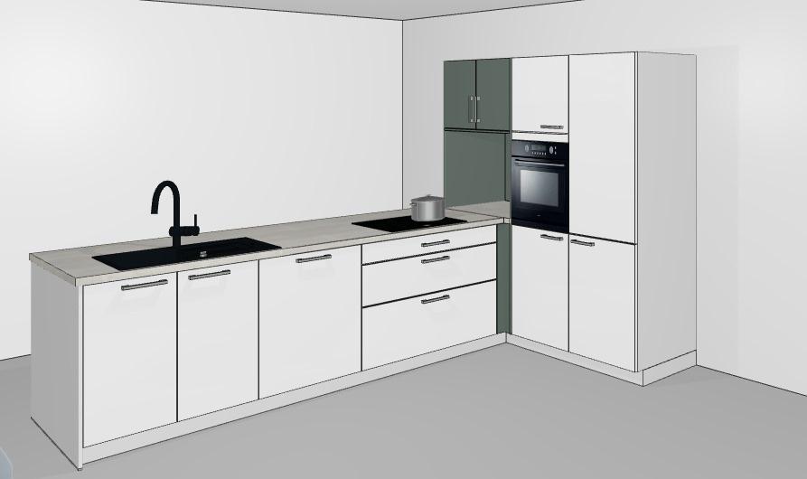 NEUE Einbauküche L-Form Insel-Küche  modern weiß grün individuell - Bild 4
