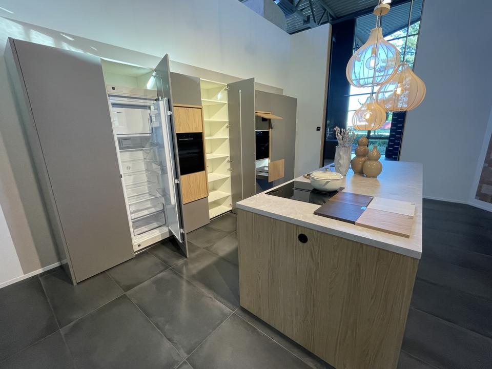 Moderne Insel Küche❌ Taupe & Eiche❌Steinoptik Platte❌ Einbauküche - Bild 3