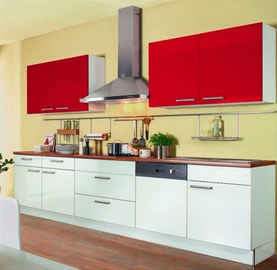 ❌4,80m Einbauküche❌Hochglanz Rot-Weiß❌Mit Wallnuss-Arbeitsplatte❌ - Bild 3