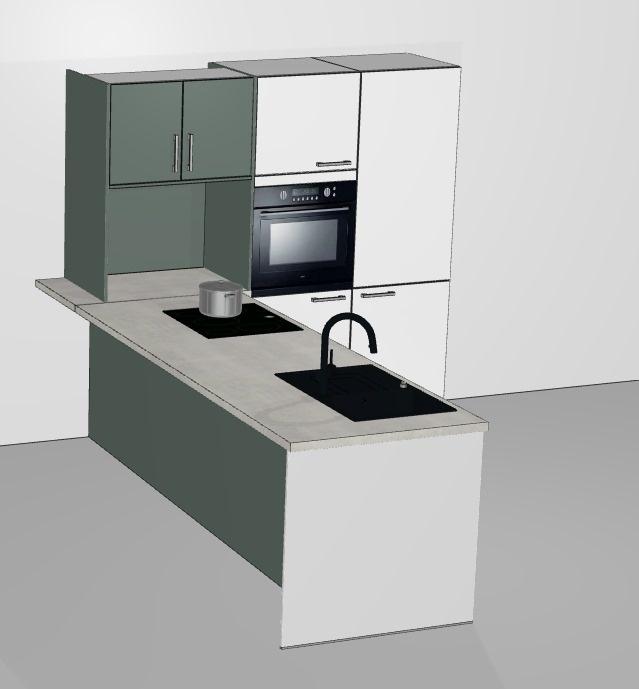 NEUE Einbauküche L-Form Insel-Küche  modern weiß grün individuell - Bild 3