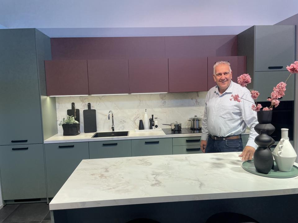 ❌ Moderne Küche mit Insel ❌ Grün & Bordeaux ❌420cm❌