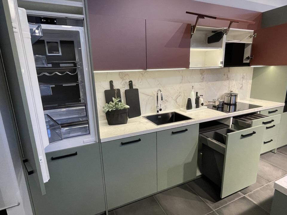 ❌ Moderne Küche mit Insel ❌ Grün & Bordeaux ❌420cm❌ - Bild 4