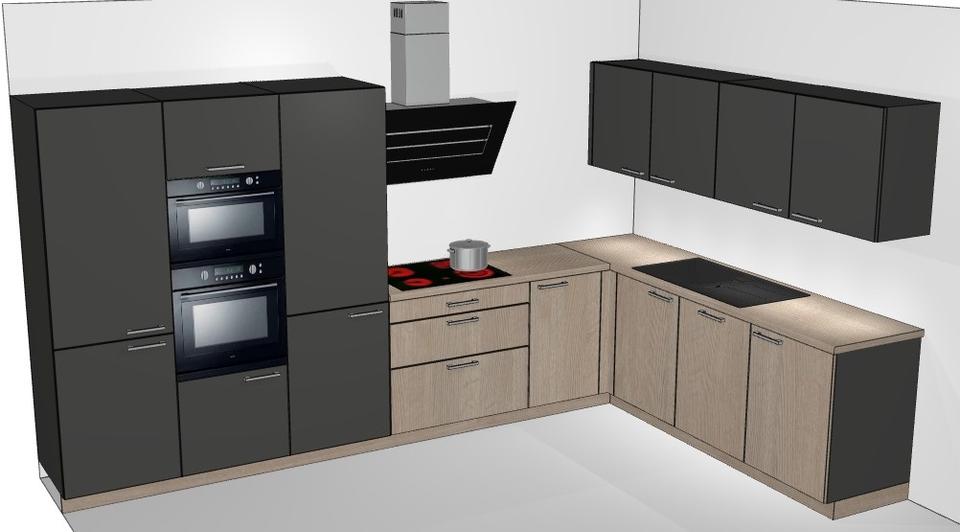 ❌L-Form Küche❌Eiche & Graphit❌ Echtlack Hochglanz❌ große Farbwahl - Bild 2